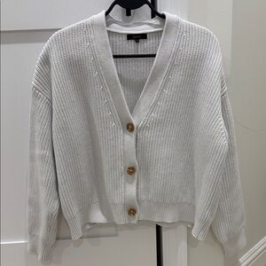 Quince White Button-Up Cardigan